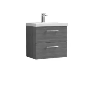 image of Nuie Arno 600mm Wall Hung 2 Drawer Vanity & Basin 1 Anthracite