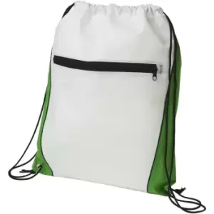 Image of Bullet Contrast Non Woven Drawstring Backpack (One Size) (White/Green) - White/Green