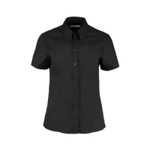 Image of Kustom Kit Ladies Corporate Oxford Short Sleeve Shirt (12) (Black)