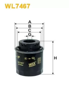 image of Wix WL7467 Car Oil Filter - Spin-On