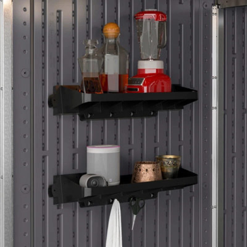 Image of Suncast Extra Deep Shelving With Hooks Set - Pack of 2, Black V7572PK
