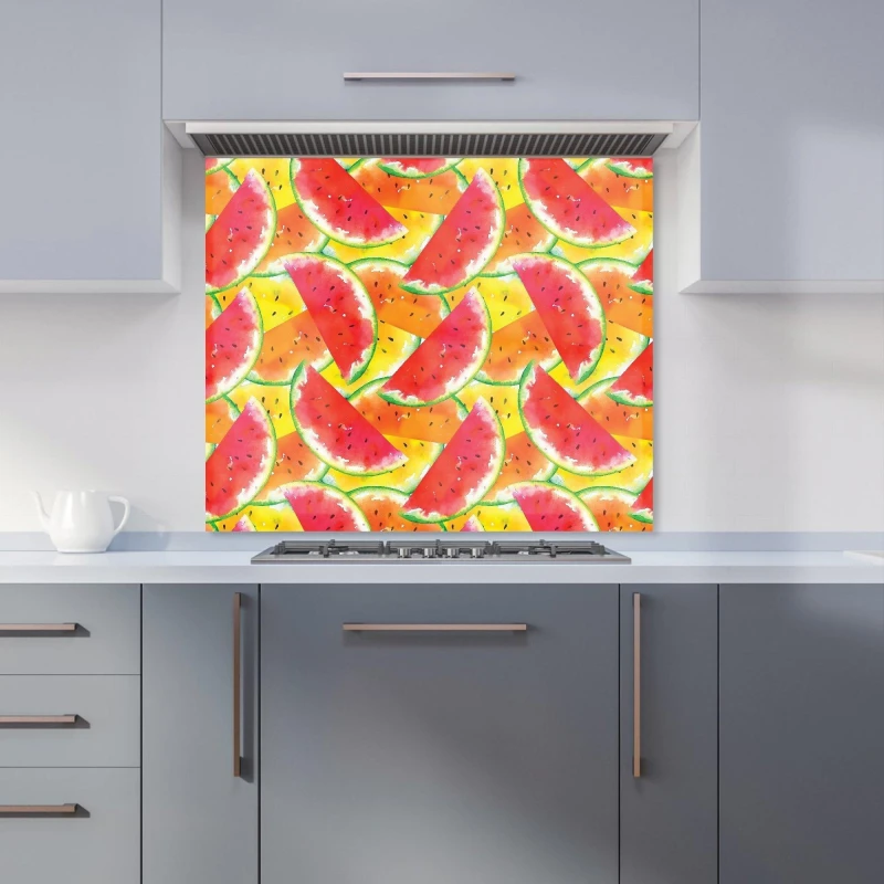 Image of Warren Reed - Designer Melon Print Kitchen Splashback in Red Size: 700mm x 650mm Red Unisex 700mm x 650mm