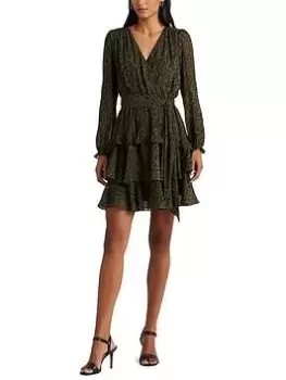 Image of Lauren by Ralph Lauren Zaristo Long Sleeve Day Dress - Green, Size 10, Women