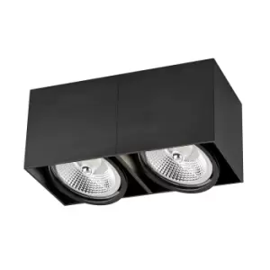 Box Twin Surface Mounted Downlight, Black, GU10 (ES111)