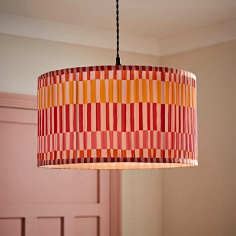 Image of ValueLights ValueLights Rae Pleated Stripe Multicolour Drum Easy Fit Ceiling Light Lamp Shade Size: Large Multi Large Unisex 5016529272960
