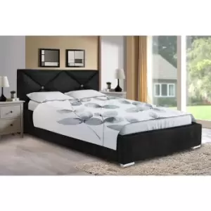 Image of Mevena Upholstered Beds - Plush Velvet, Small Double Size Frame, Black - Black