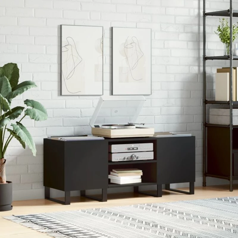 Image of VIDAXL Record Cabinet Black 121x38x48cm Engineered Wood Vidaxl 8720845876968