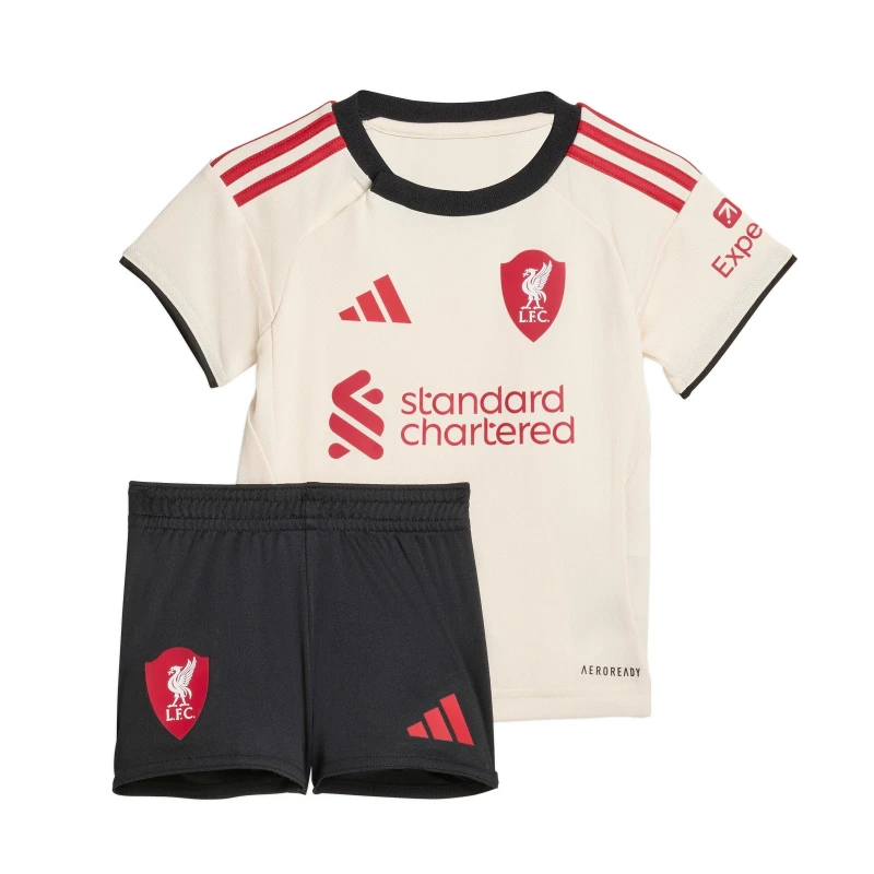 Image of adidas Liverpool Away Minikit 2025 2026 Babies Domestic Replica Minikits 3-6 Months White 37875101060