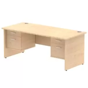 image of Impulse 1800 Rectangle Panel End Leg Desk MAPLE 2 x 2 Drawer Fixed Ped