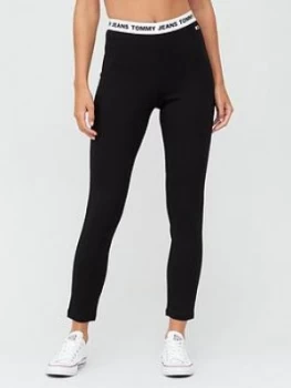 image of Tommy Jeans Branded Waistband Leggings - Black