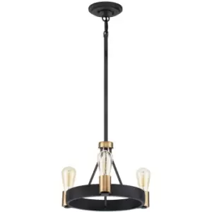 image of Quintiesse Hinkley Silas Cylindrical Pendant Ceiling Light Aged Zinc & Heritage Brass