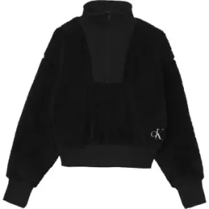 Image of Calvin Klein Jeans Fluffy Oversized Half Zip - Black