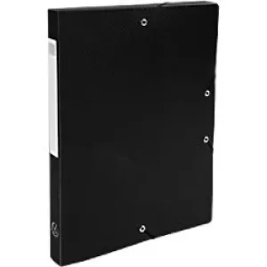 Image of Opak Elasticated Box File PP A4 25mm, Black, Pack of 8