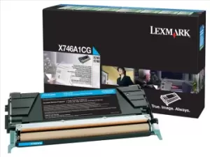 Original Lexmark X746A1CG Cyan Return Program Toner Cartridge