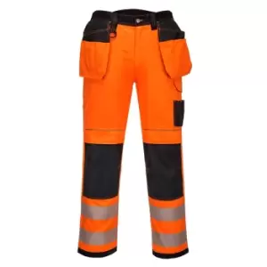 Image of Portwest Mens PW3 Hi-Vis Trousers (34R) (Orange/Black)