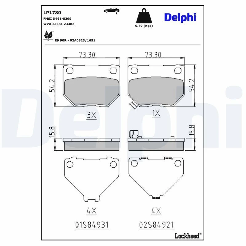 Image of DELPHI Brake pad set DELPHI LP1780