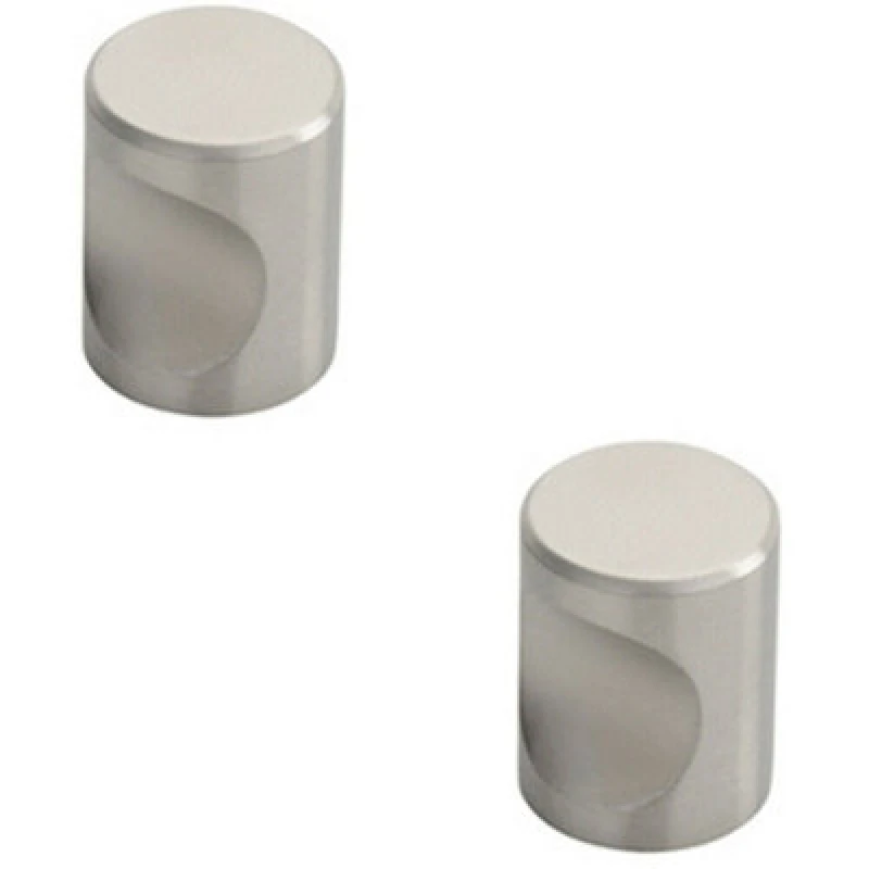 Image of Loops 2x Cylindrical Cupboard Door Knob 16mm Diameter Stainless Steel Cabinet Handle Metallics unisex