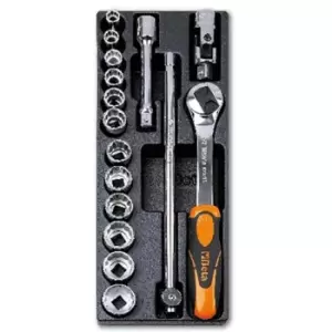 Image of Beta T102 1/2Square Drive Hex Socket Set in a Hard Thermoformed Tray (16 Pieces)