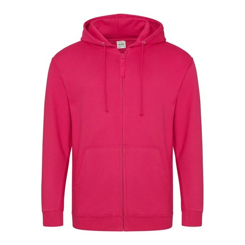 Image of AWDis AWDis Men Plain Hooded Full Zip Hoodie Zoodie in Pink Size: large Pink L Male 5055747778779