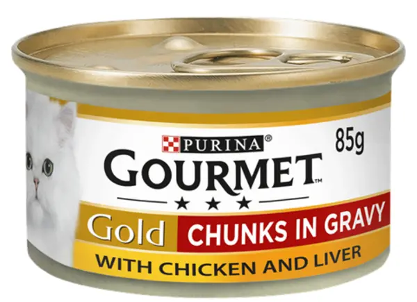 Gourmet Gold Chunks in Gravy Chicken and Liver Cat Food 85g