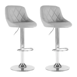 Neo Grey Madrid Faux Leather Chrome Adjustable Breakfast Bar Stools Set Of 2