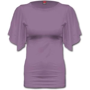 Image of Gothic Elegance Boat Neck Bat Sleeve Womens Large Short Sleeve Top - Purple