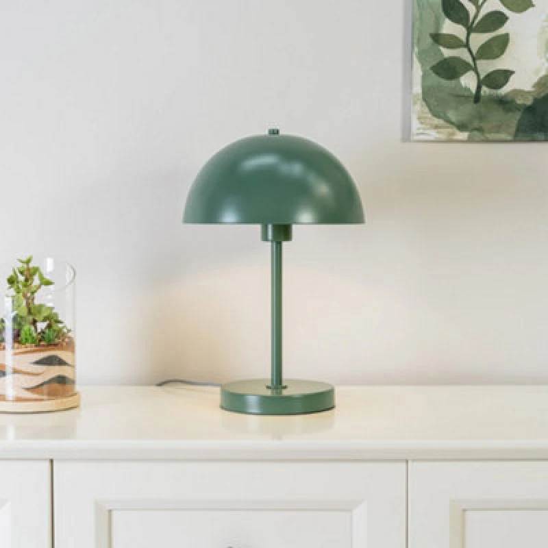 Image of ValueLights Stassi Mushroom Dome Metal Table Lamp Light with LED Bulb Bottle Green