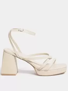 Image of Yours Yours Extra Wide Fit Chunky Platform Strappy Sandal White, Size 10Eee, Women