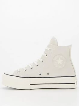 image of Converse Chuck Taylor All Star Lift Hi Shoes - Off White, Size 3, Women