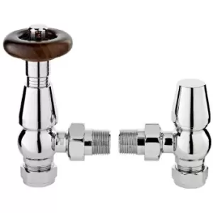 Chelsea Traditional TRV Angled Radiator Valves 15mm Pair - Chrome