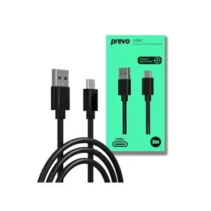 Image of PREVO USBA-USBC-2M Data Cable, USB 2.0 Type-A (M) to USB 2.0...