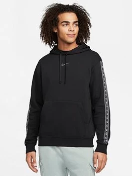Image of Nike NSW Repeat Fleece Pullover Hoodie - Black/White, Size L, Men