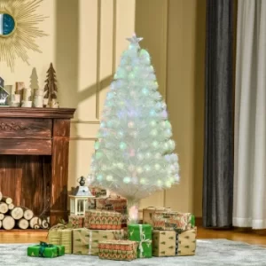 Image of Christmas Time 5FT Prelit Artificial Christmas Tree w/ Fiber Optic, Xmas Decoration, White