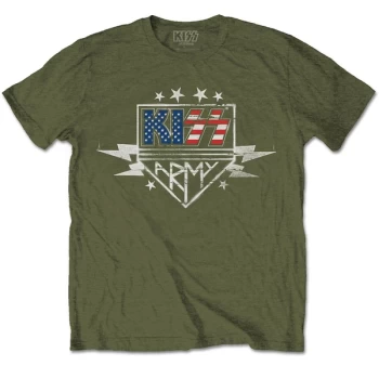 Image of KISS - Army Lightning Unisex Large T-Shirt - Green