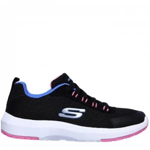 image of Skechers Dyna Tread Junior Girls Trainers - Black/Pink