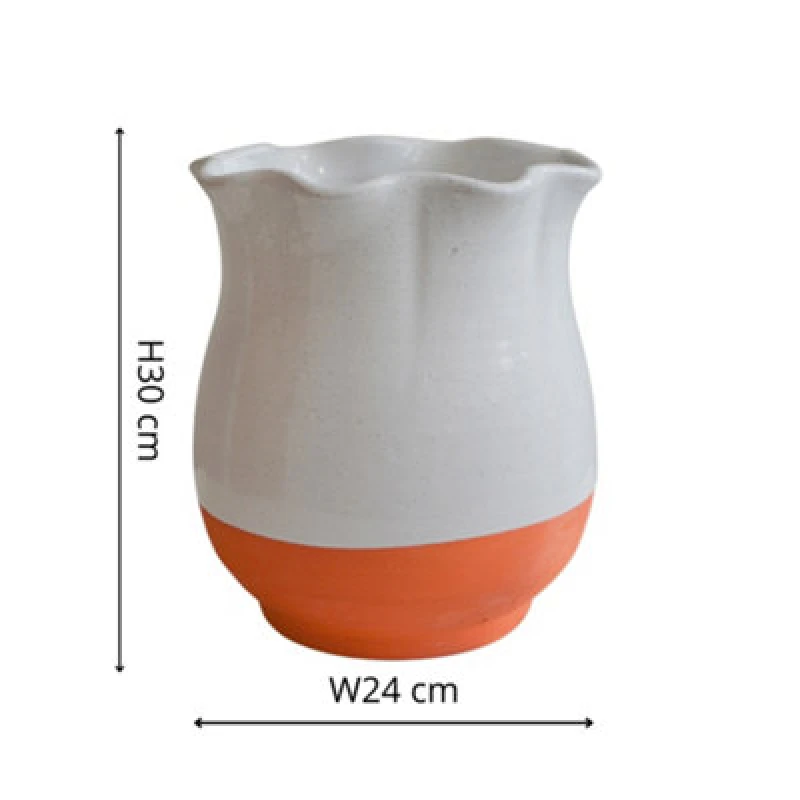 Image of Ivyline Ivyline Indoor Moreton Ivory Scalloped Vase H30cm Premium glaze Olive