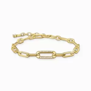 Image of Sterling Silver Gold Plated White Zirconia Links Bracelet A2032-414-14-L19V