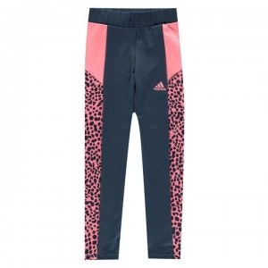 Image of adidas Print Tights Junior Girls - Crew Navy