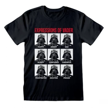 Image of Star Wars - Expressions Of Vader Unisex Large T-Shirt - Black