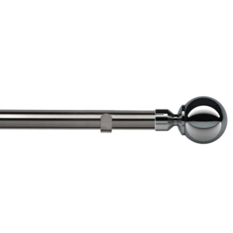 Image of New Edge Blinds 28mm Fixed Length Metal Eyelet Curtain Pole Set - Met Ball Finial in Grey Size: 170cm Grey Unisex 170 cm