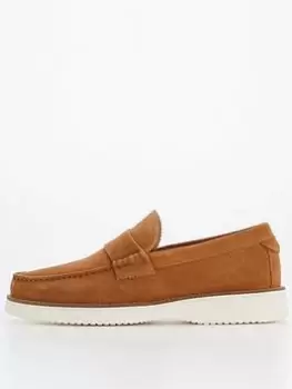 Image of Ted Baker Isaacc Suede Loafers, Tan, Size 11, Men