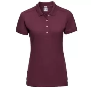 image of Russell Womens/Ladies Stretch Short Sleeve Polo Shirt (M) (Burgundy)