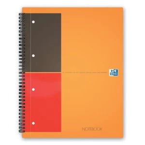 image of Oxford A4 International 160 Pages 80gsm Wirebound Hardback 4 Hole Punched Perforated Notebook Orange