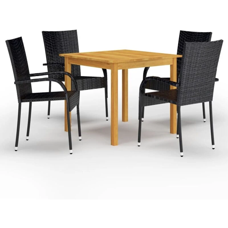 Image of VIDAXL 5 Piece Garden Dining Set Black Vidaxl 8720286337486