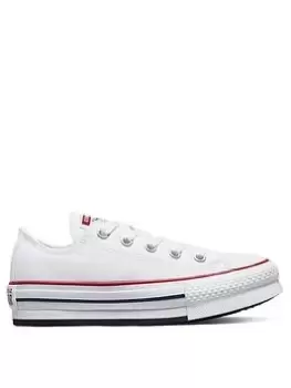 image of Converse Chuck Taylor All Star Ox Childrens Girls Eva Lift Canvas Platform Trainers -White, Size 10