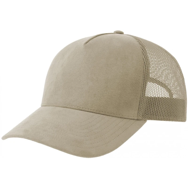 Image of Atlantis Atlantis Men Rapper 5 Panel Suede Trucker Cap in Stone Stone One Size Male 5063693996840