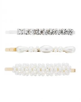 image of Lipsy Gold Pearl Mixed 3 Pack Clips