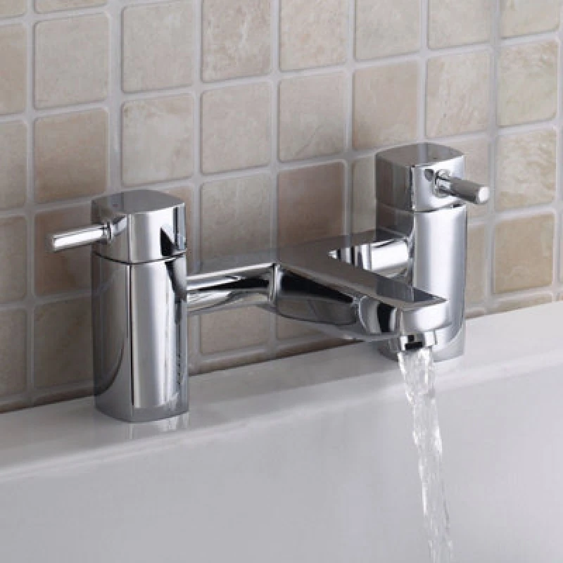 Image of Nes Home Modern Chrome Bridge Deck Mounted Bath Filler Tap