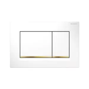 Image of Geberit - Sigma30 Dual Flush Plate - Polished White/Gold