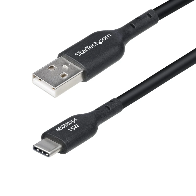 Image of StarTech.com StarTech.com 4m (13ft) USB-A to USB-C Charging Cable, Charge & Sync, 3A, USB 2.0, TPE Jacket - Black USB Charging Cord USB2AC4MBKE